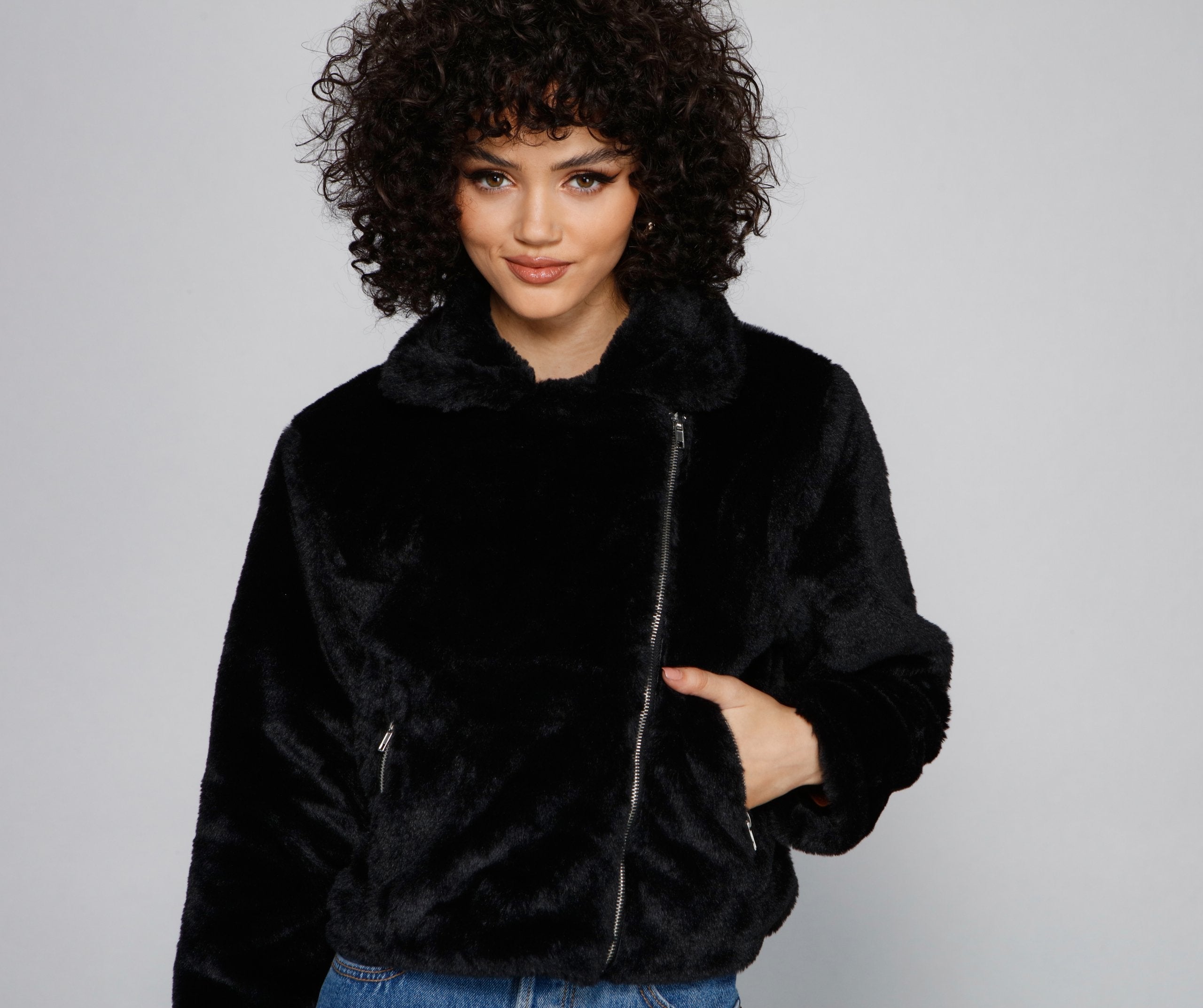Rebel Chic Faux Fur Moto Jacket - Lady Occasions