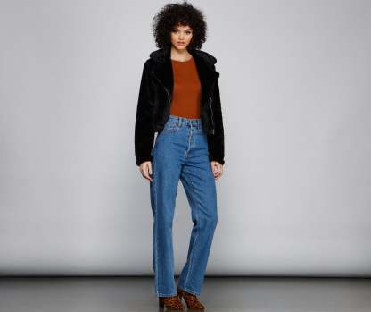 Rebel Chic Faux Fur Moto Jacket - Lady Occasions