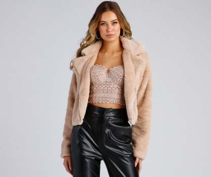 Rebel Chic Faux Fur Moto Jacket - Lady Occasions