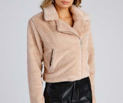 Rebel Chic Faux Fur Moto Jacket - Lady Occasions