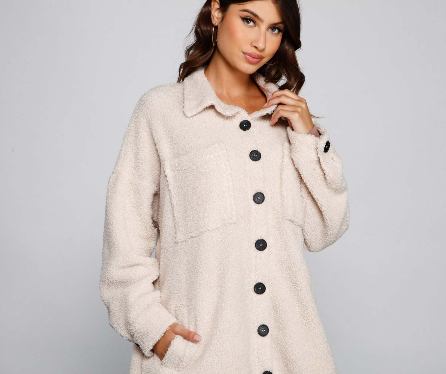 Cozy Days Sherpa Longline Shacket - Lady Occasions