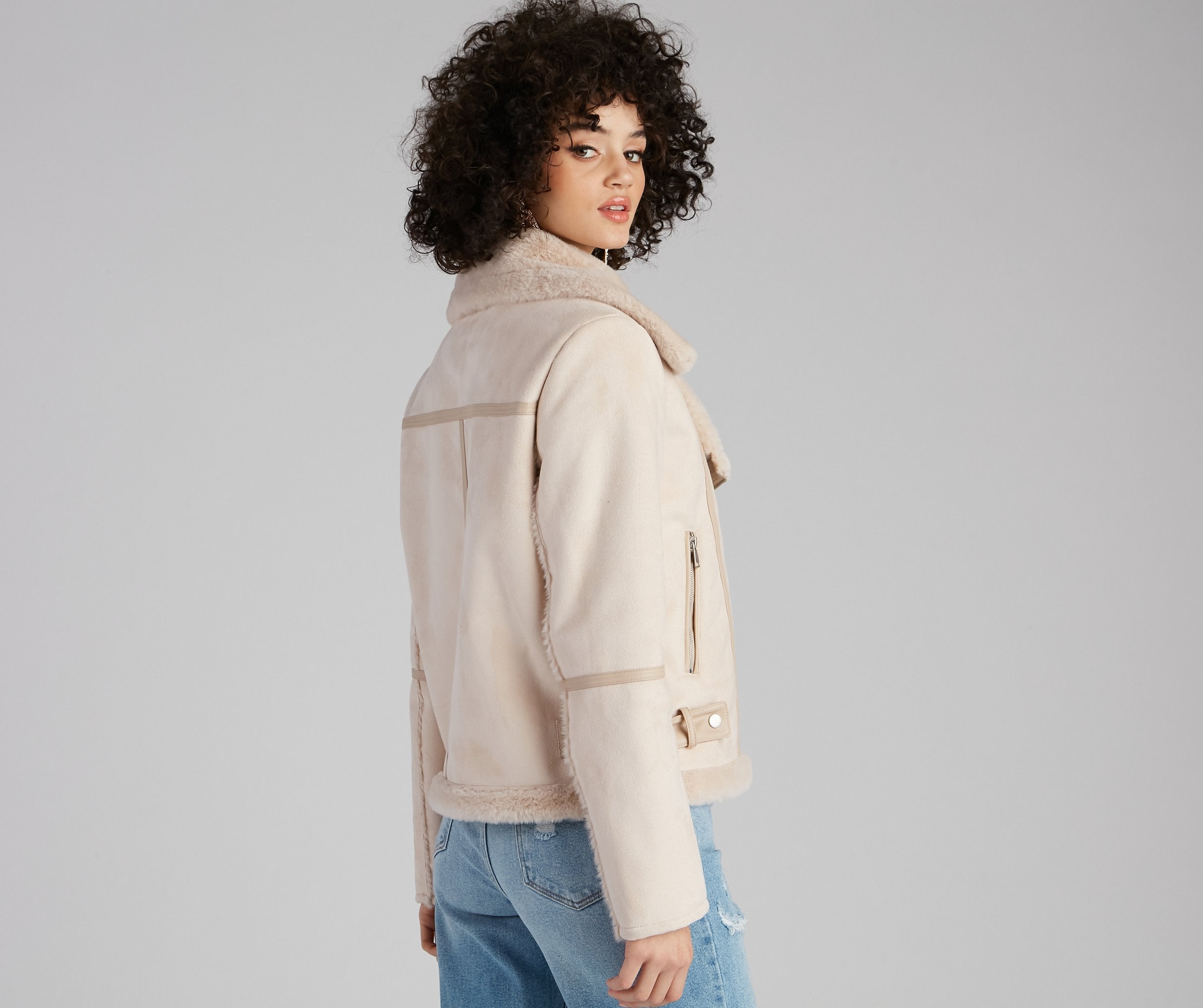 Luxe And Chic Sherpa Moto Coat - Lady Occasions