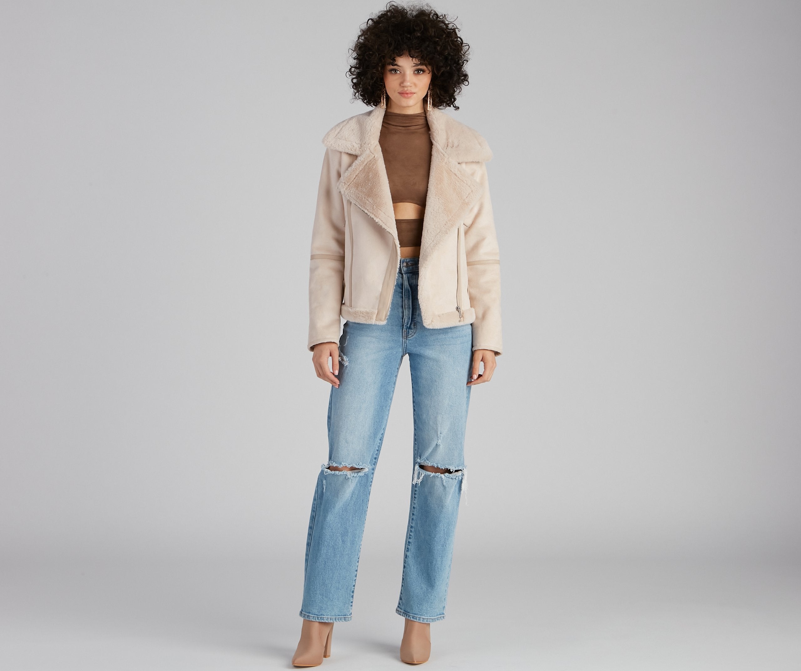 Luxe And Chic Sherpa Moto Coat - Lady Occasions