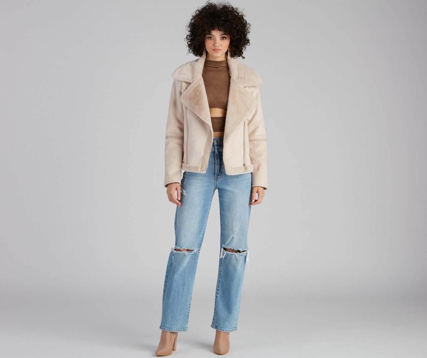 Luxe And Chic Sherpa Moto Coat - Lady Occasions