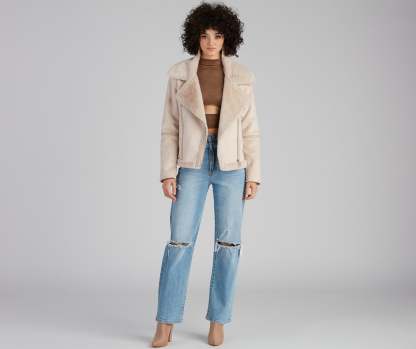 Luxe And Chic Sherpa Moto Coat - Lady Occasions