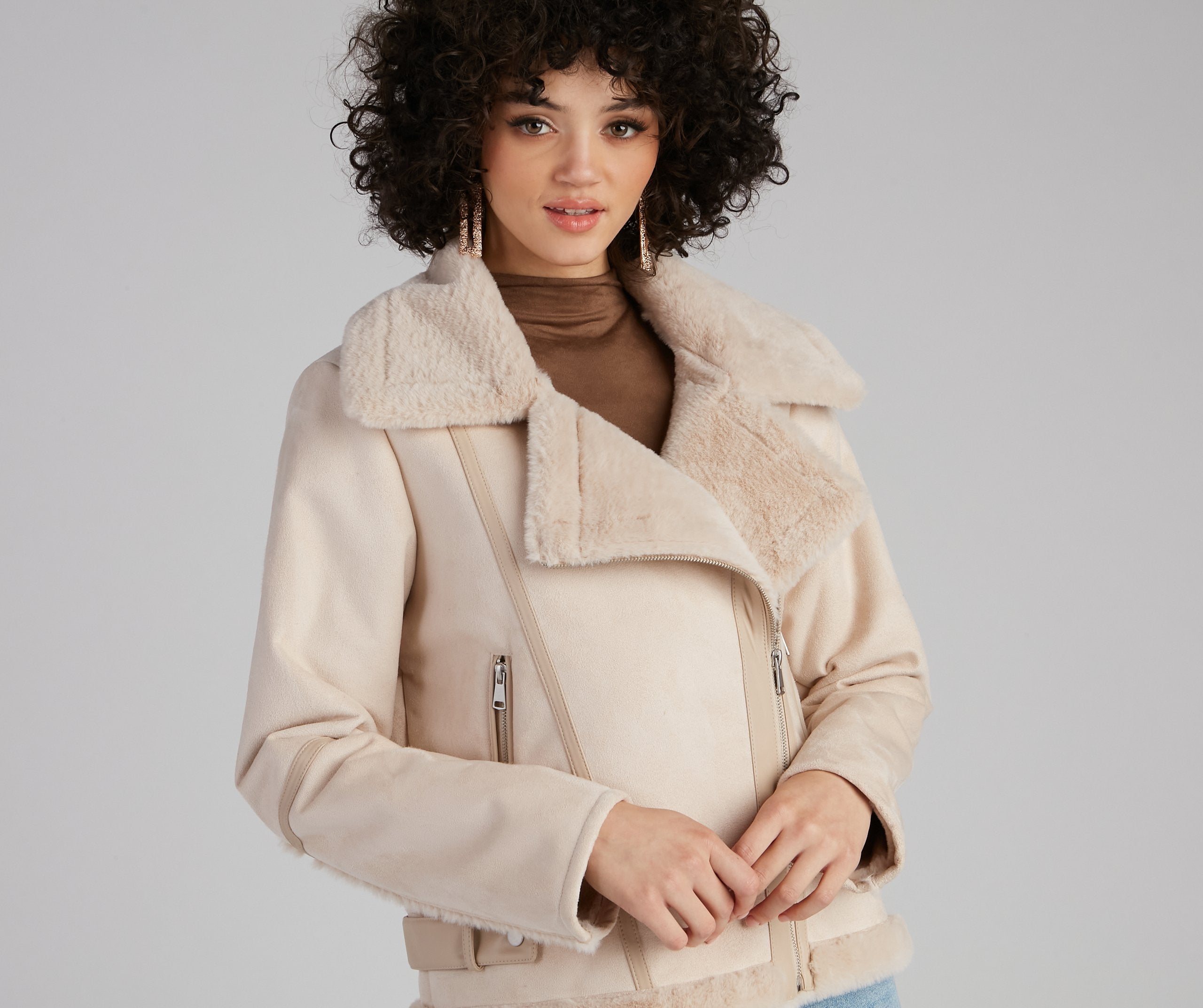 Luxe And Chic Sherpa Moto Coat - Lady Occasions