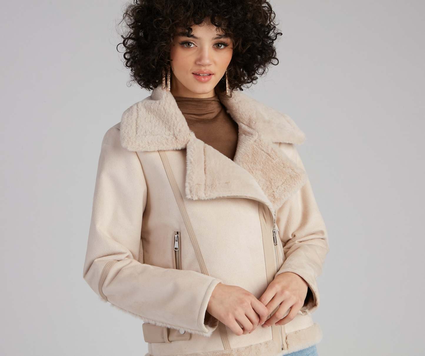 Luxe And Chic Sherpa Moto Coat - Lady Occasions