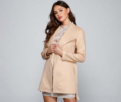 Polished And Chic Faux Wool Trench - Lady Occasions