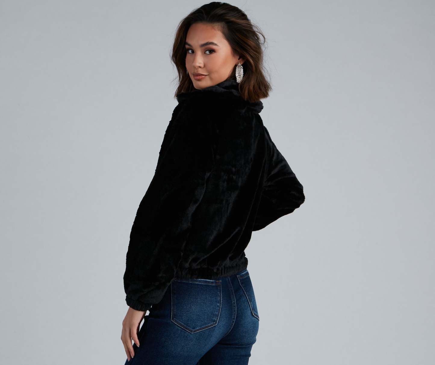Cuddle Up Faux Fur Bomber Jacket - Lady Occasions