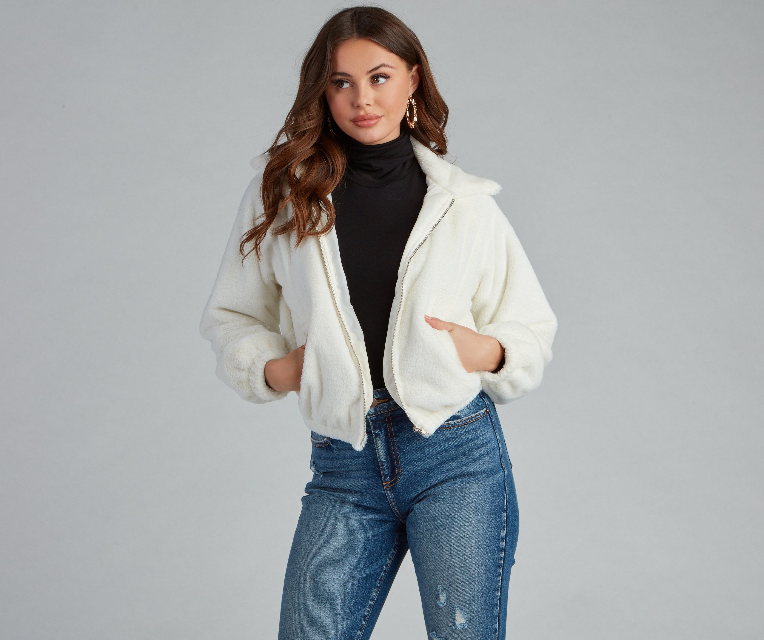 Cuddle Up Faux Fur Bomber Jacket - Lady Occasions