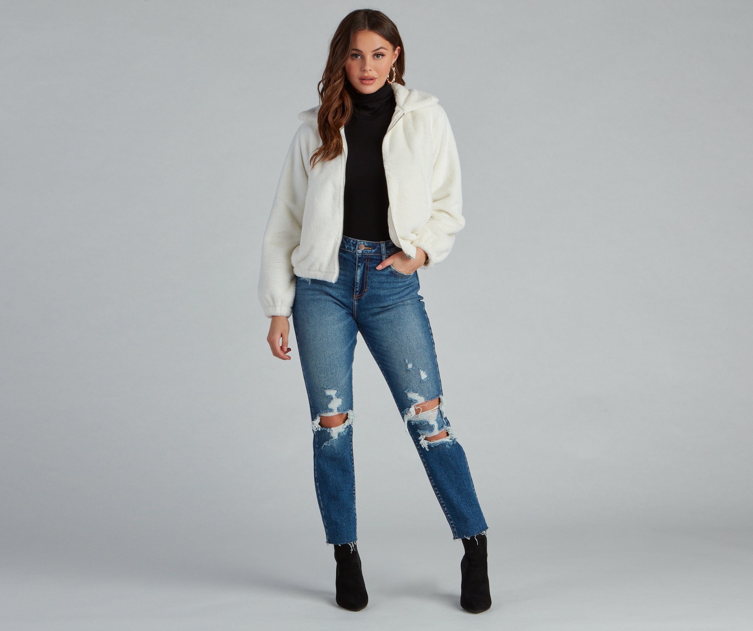 Cuddle Up Faux Fur Bomber Jacket - Lady Occasions