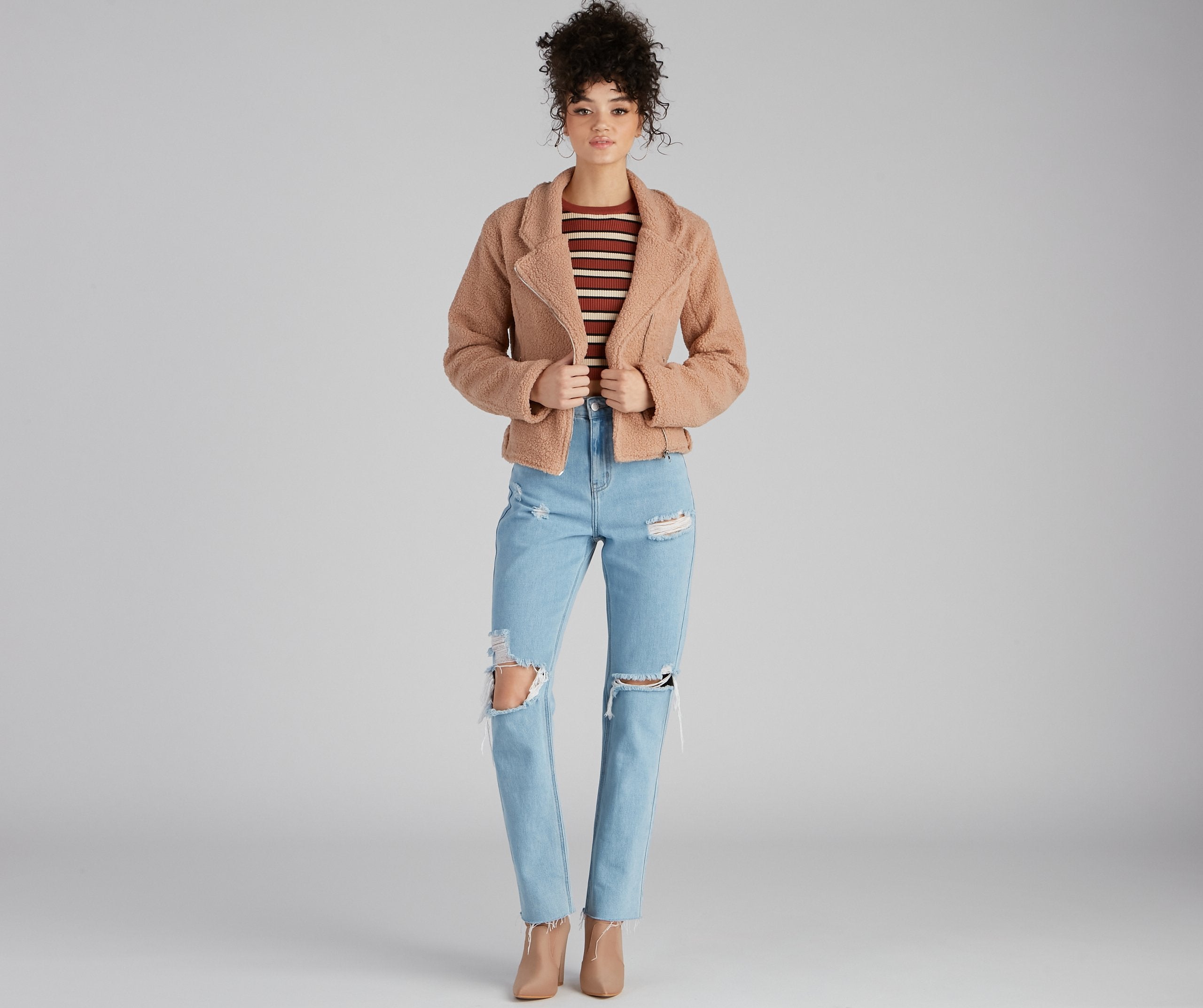 Cozy Always Faux Sherpa Moto Jacket - Lady Occasions