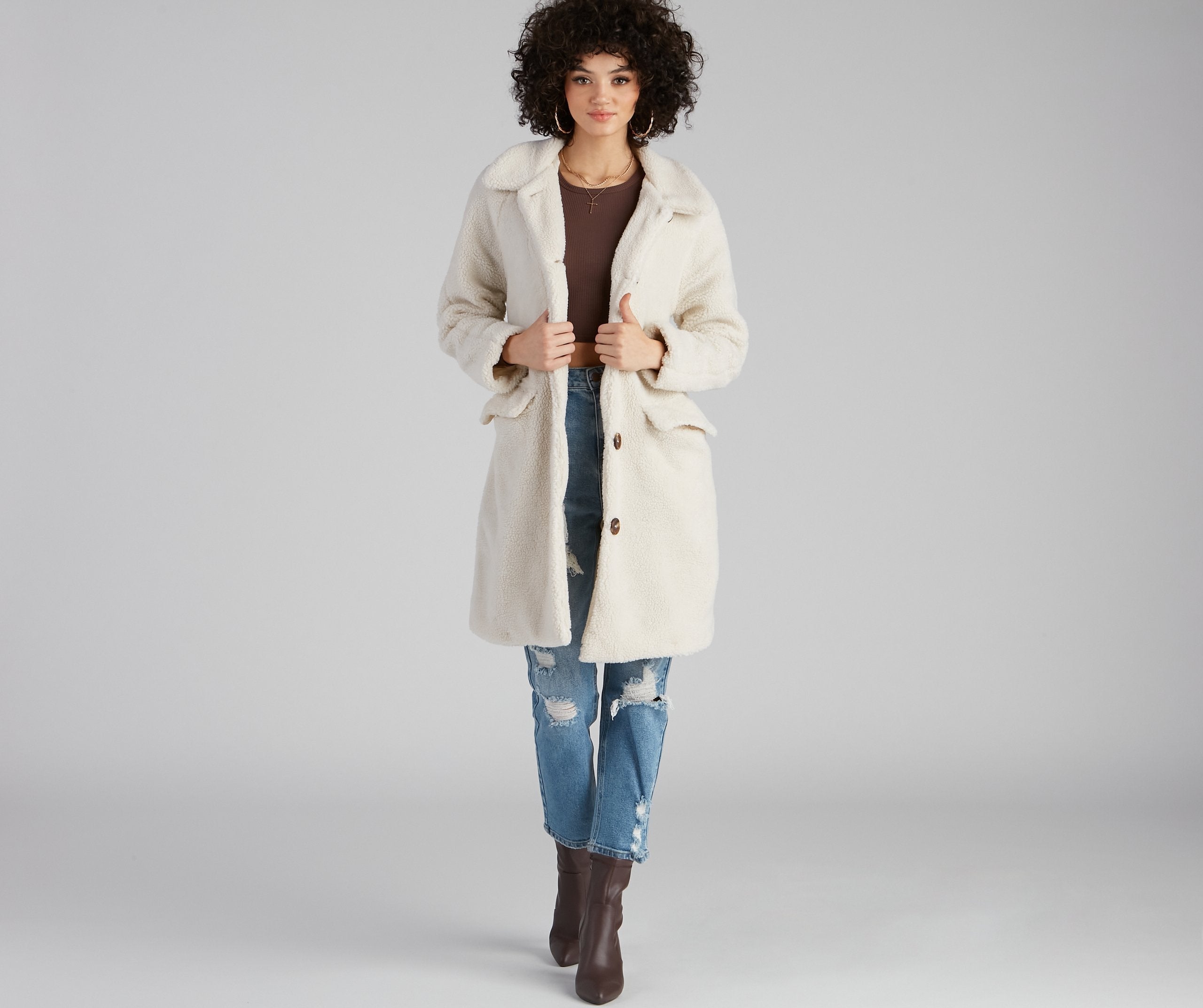 Cozy Season Long Sherpa Coat - Lady Occasions