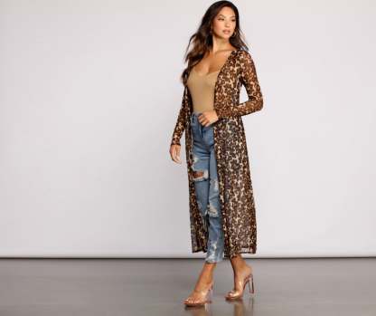 Fierce Instincts Mesh Long Duster - Lady Occasions