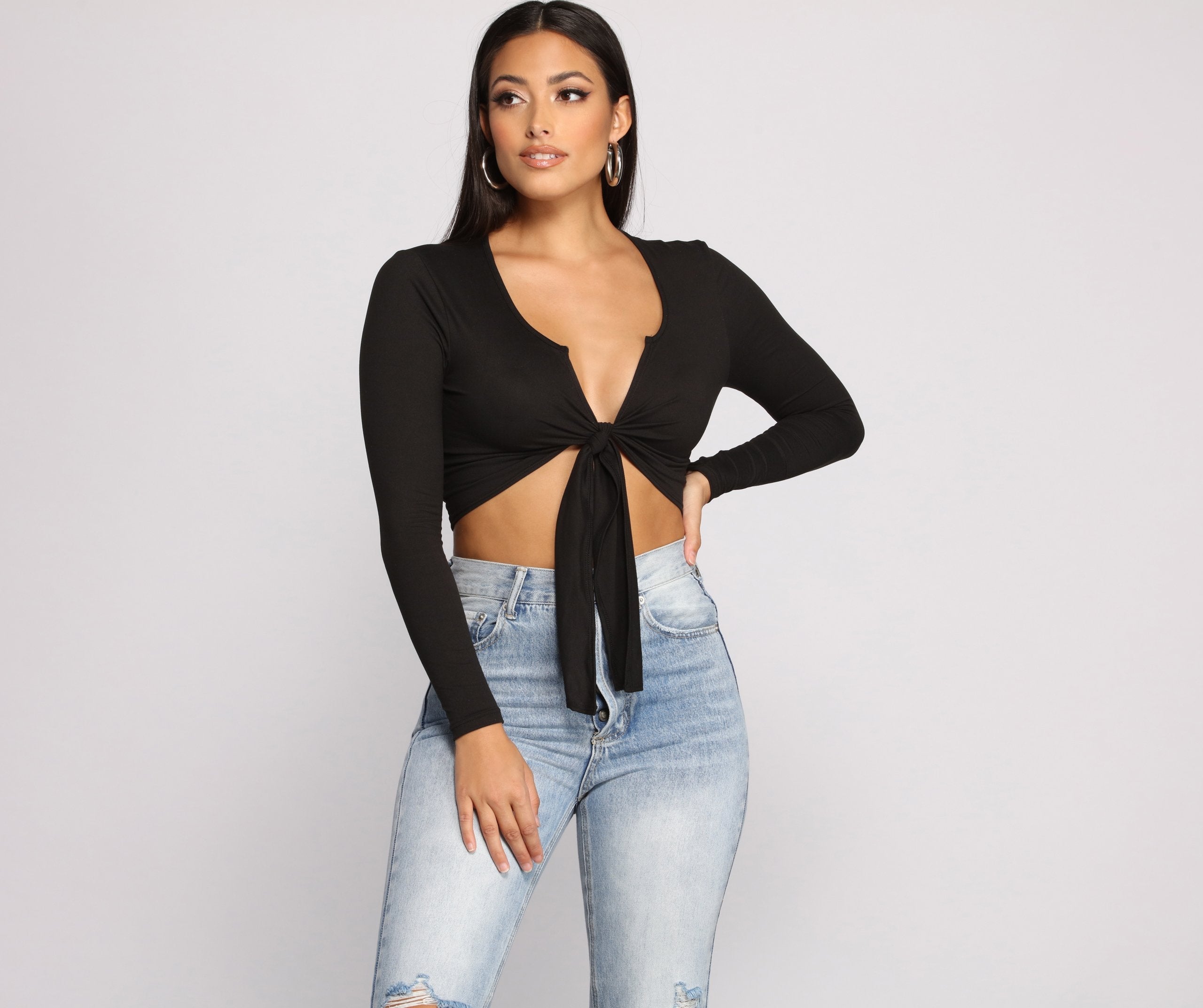 Falling For Basics Tie-Front Top - Lady Occasions