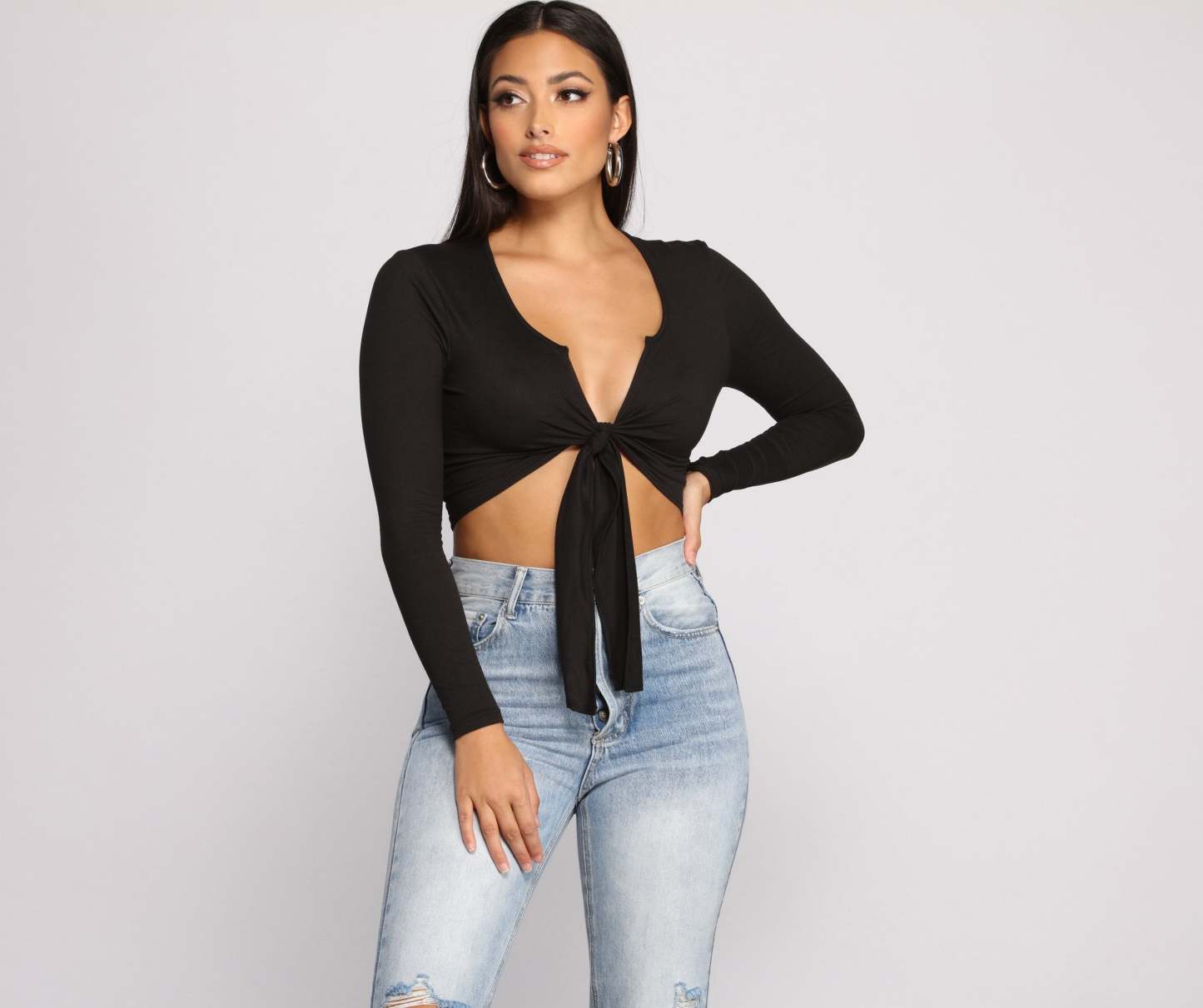 Falling For Basics Tie-Front Top - Lady Occasions