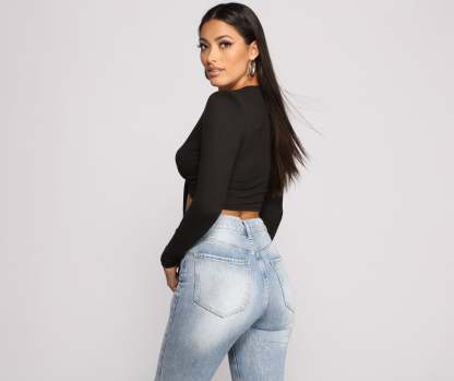 Falling For Basics Tie-Front Top - Lady Occasions