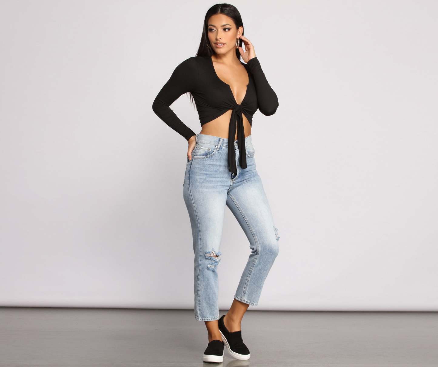 Falling For Basics Tie-Front Top - Lady Occasions