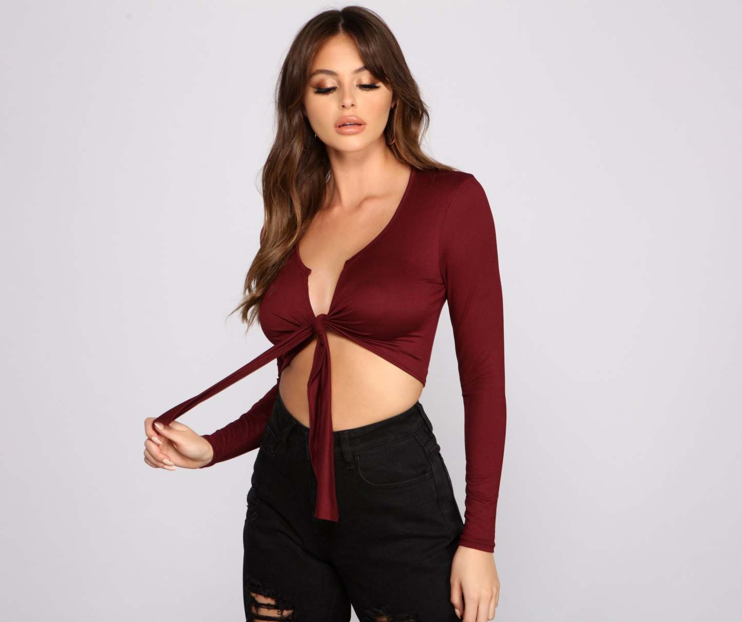 Falling For Basics Tie-Front Top - Lady Occasions