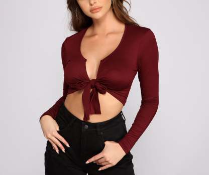Falling For Basics Tie-Front Top - Lady Occasions