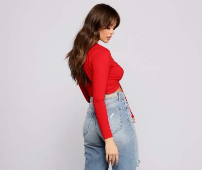 Falling For Basics Tie-Front Top - Lady Occasions