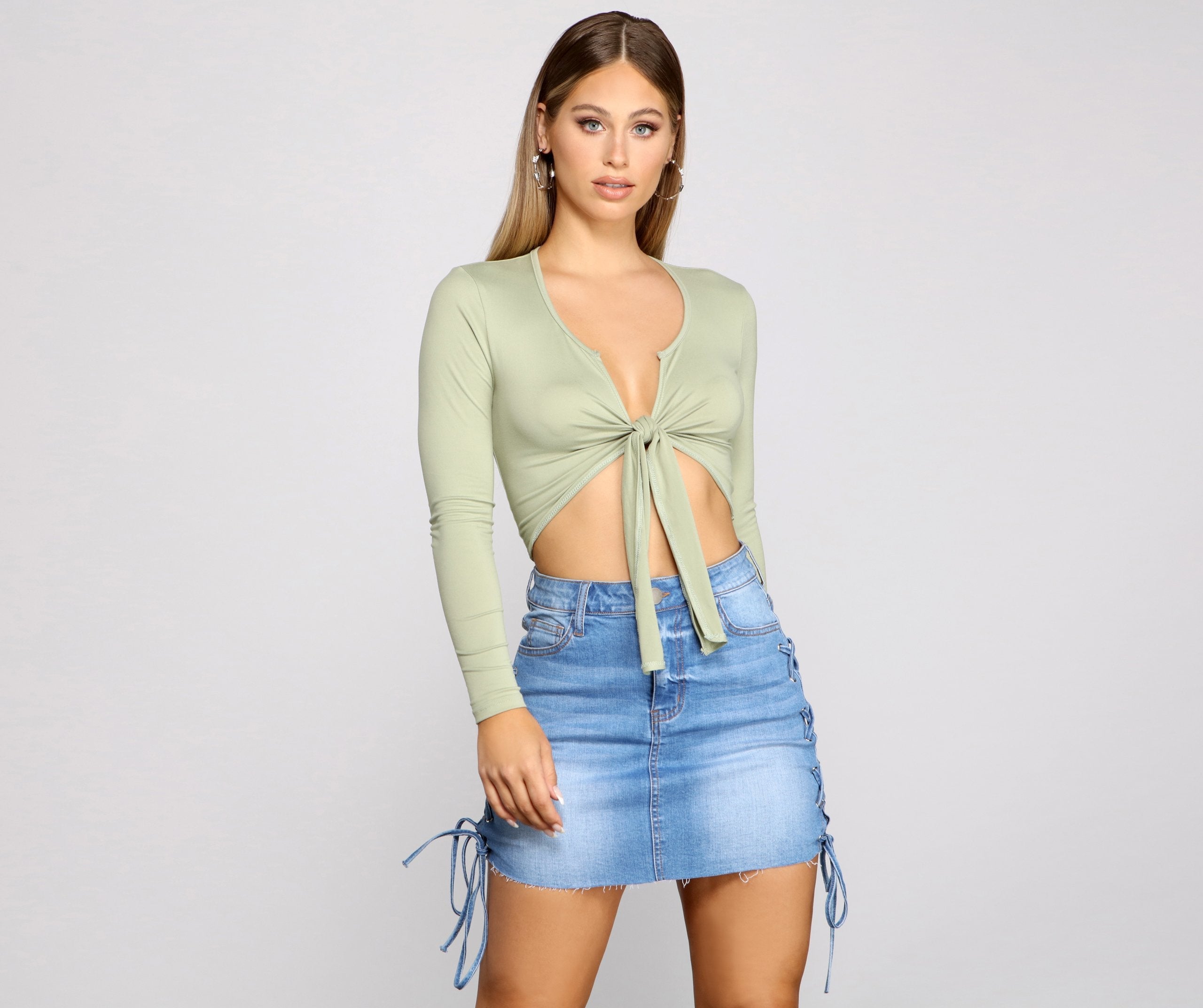 Falling For Basics Tie-Front Top - Lady Occasions