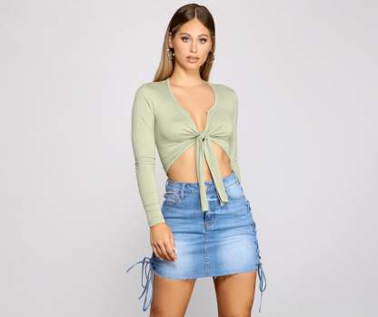 Falling For Basics Tie-Front Top - Lady Occasions
