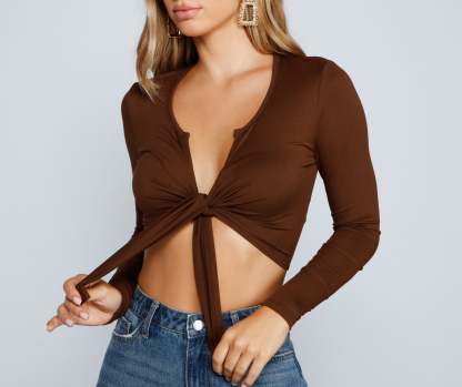 Falling For Basics Tie-Front Top - Lady Occasions