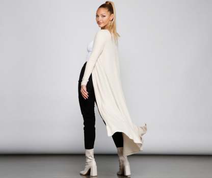 Keeping Knit Cozy Basic Duster - Lady Occasions