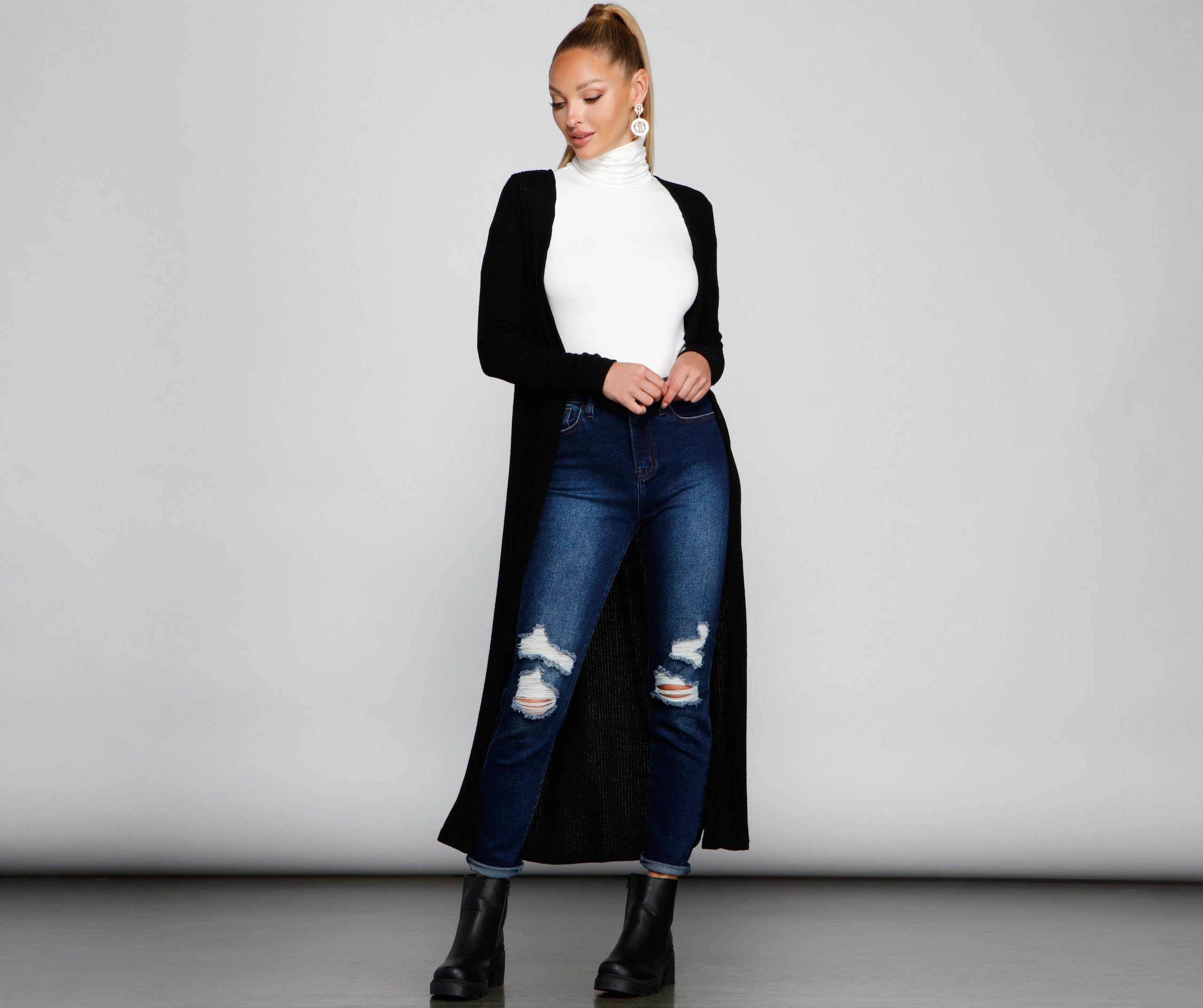 Keeping Knit Cozy Basic Duster - Lady Occasions