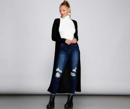 Keeping Knit Cozy Basic Duster - Lady Occasions