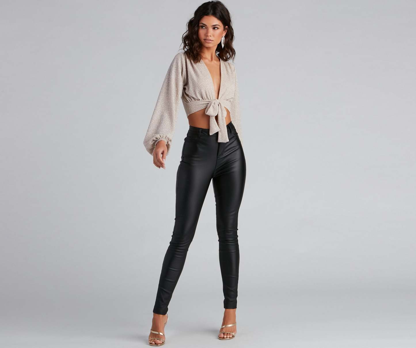 Go For The Glow Tie Front Top - Lady Occasions