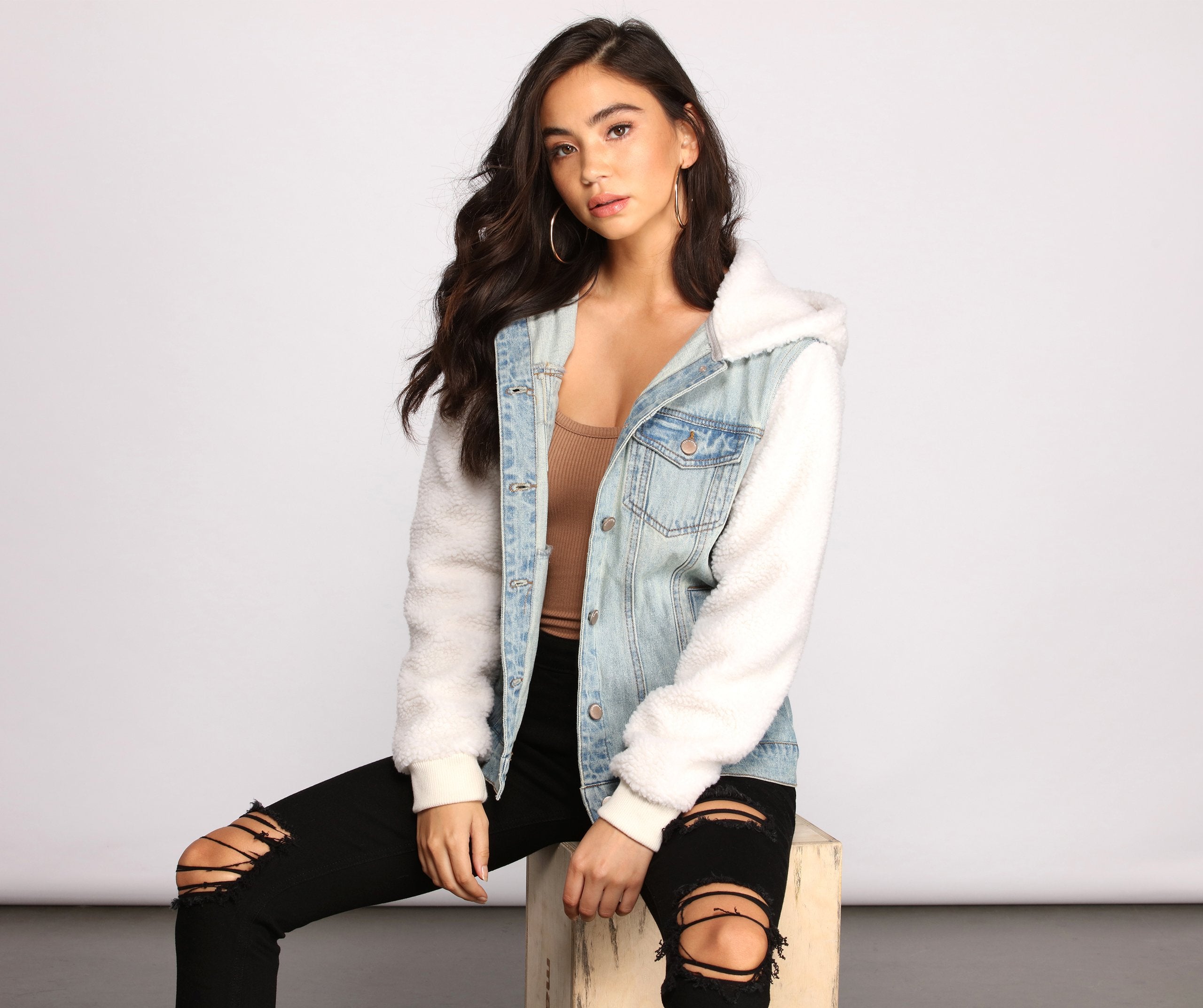 Cozy Casual Vibe Sherpa Denim Jacket - Lady Occasions