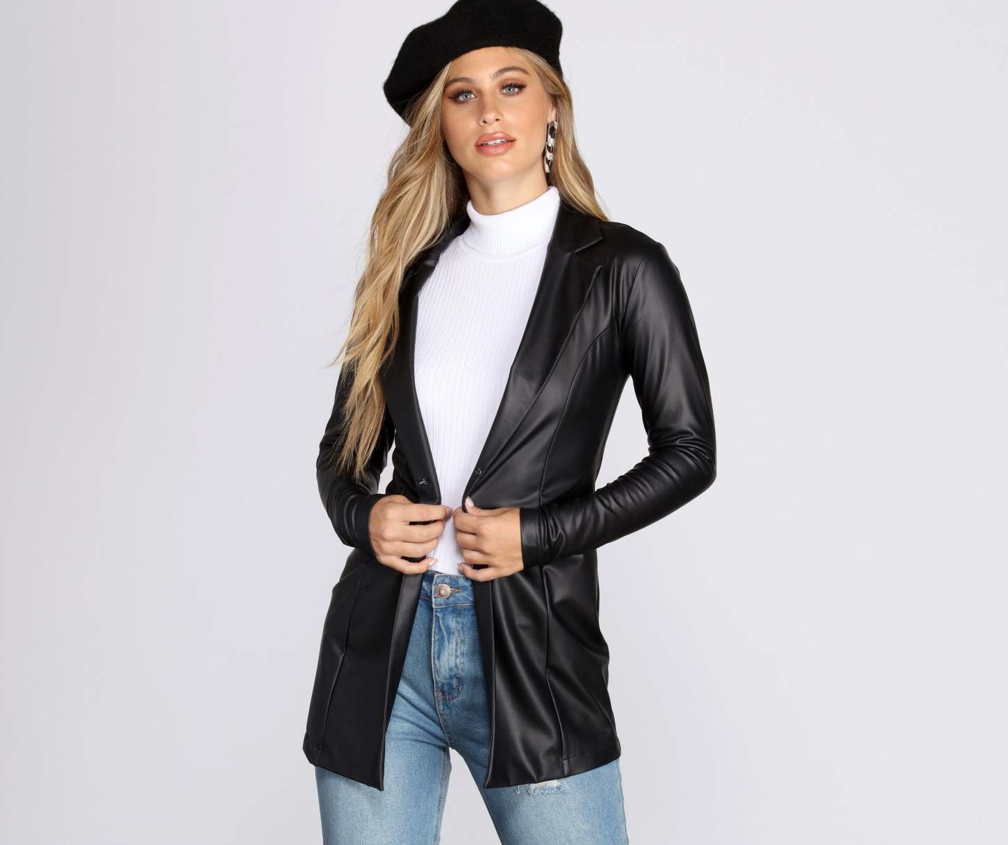 Classic Faux Leather Blazer - Lady Occasions