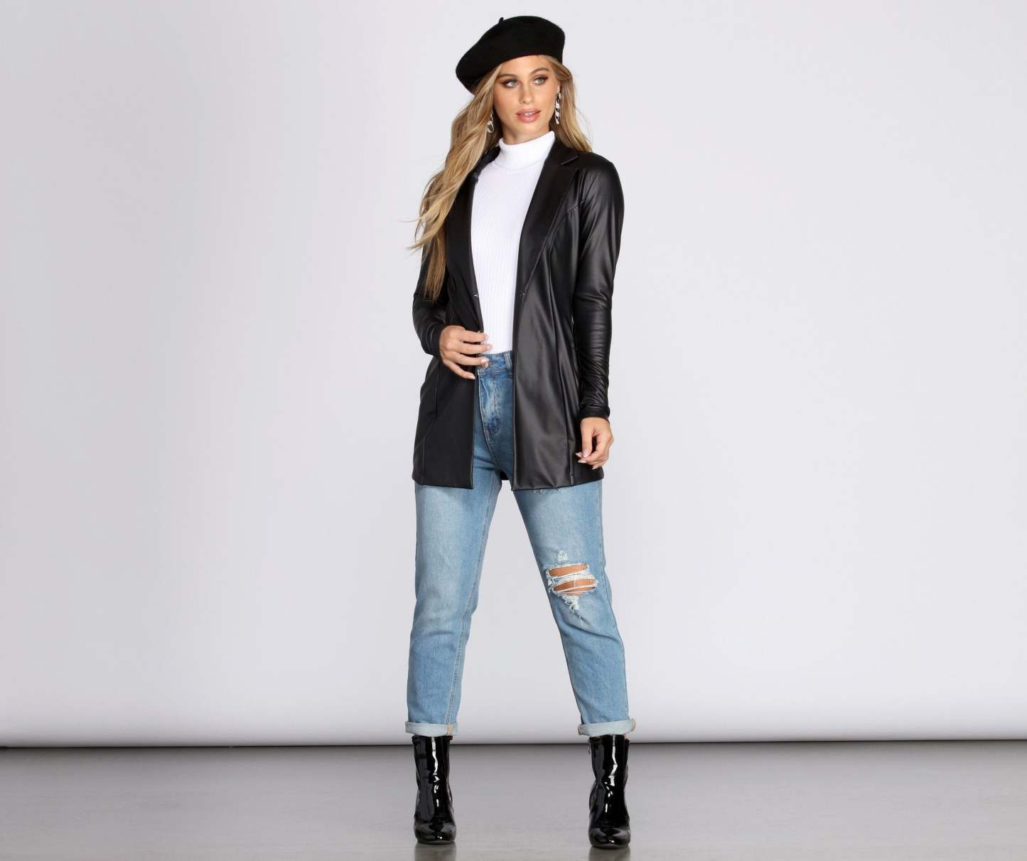 Classic Faux Leather Blazer - Lady Occasions