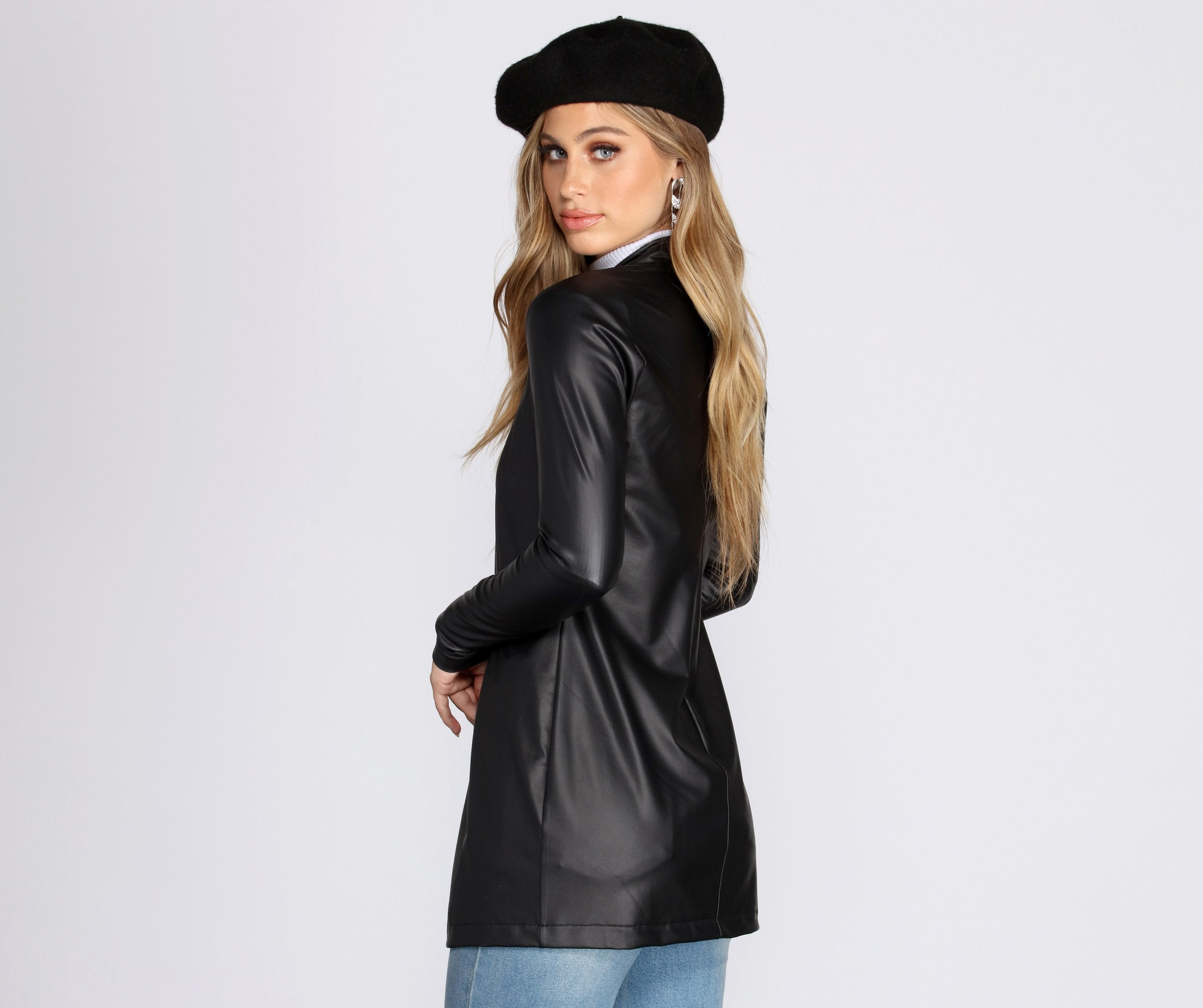 Classic Faux Leather Blazer - Lady Occasions