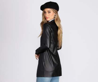 Classic Faux Leather Blazer - Lady Occasions