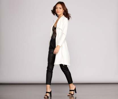 Feminine Flare Zip Up Trench Coat - Lady Occasions