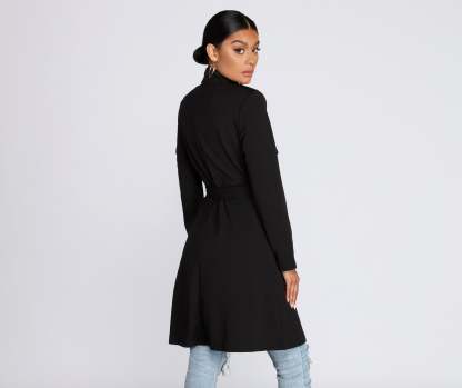 Feminine Flare Zip Up Trench Coat - Lady Occasions