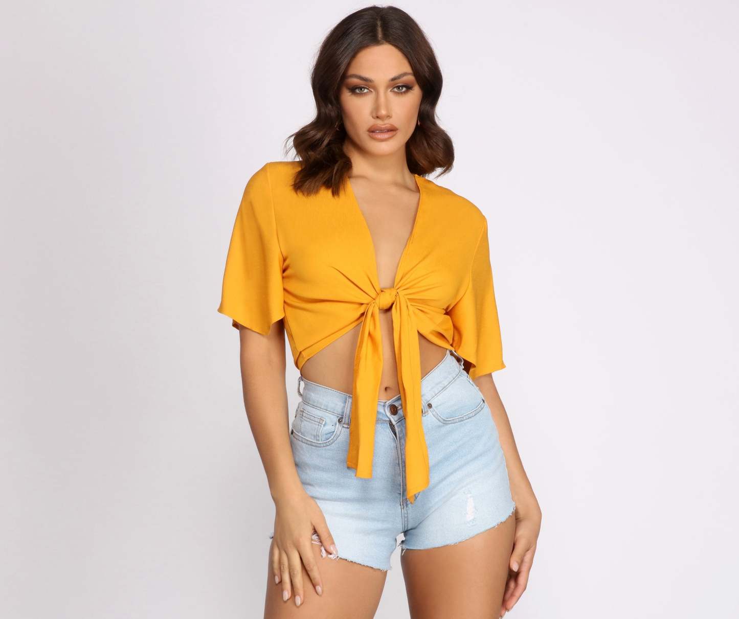 Go With The Flow Tie Front Top - Lady Occasions