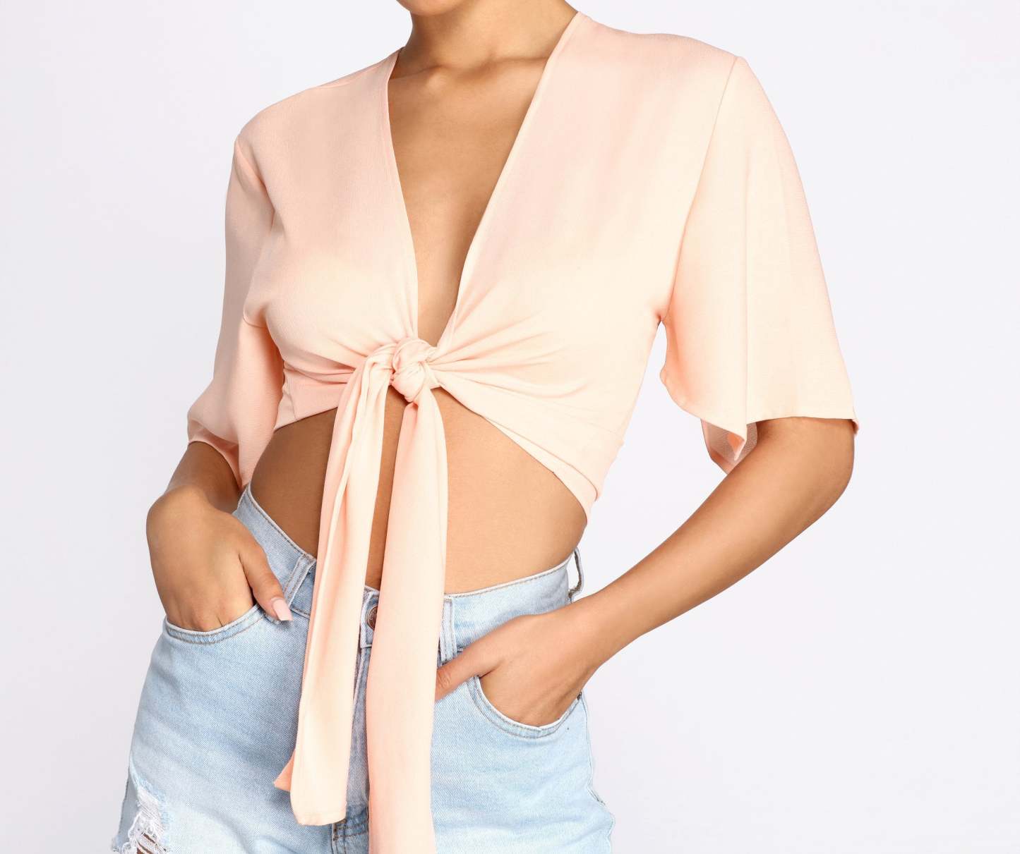 Go With The Flow Tie Front Top - Lady Occasions