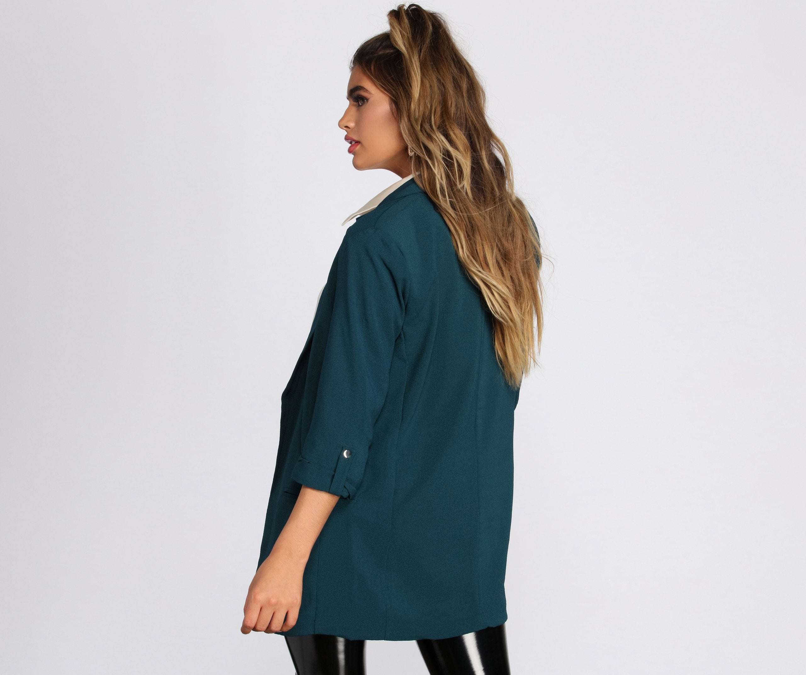 Over-Sized Woven Boyfriend Blazer - Lady Occasions