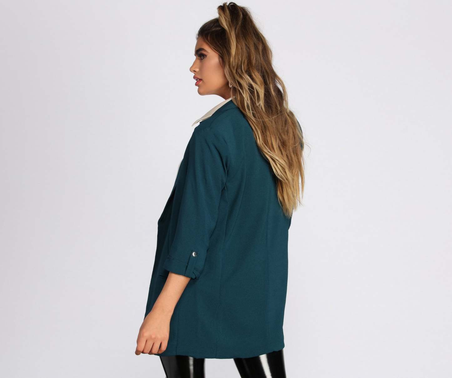 Over-Sized Woven Boyfriend Blazer - Lady Occasions