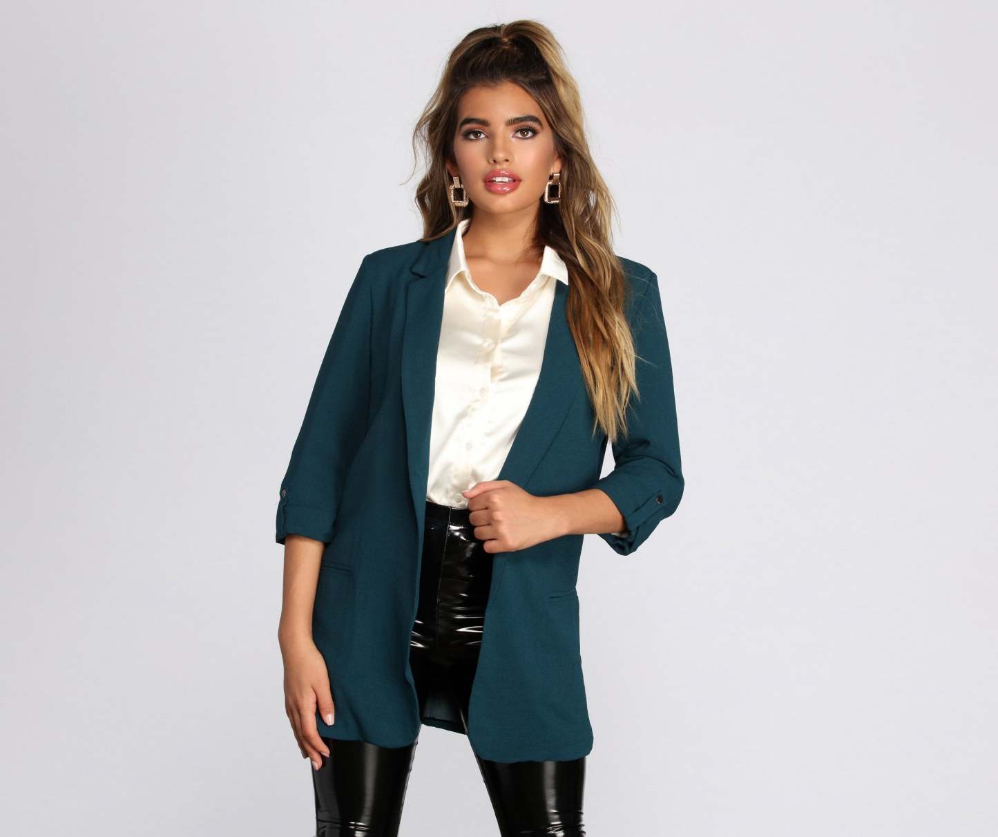 Over-Sized Woven Boyfriend Blazer - Lady Occasions