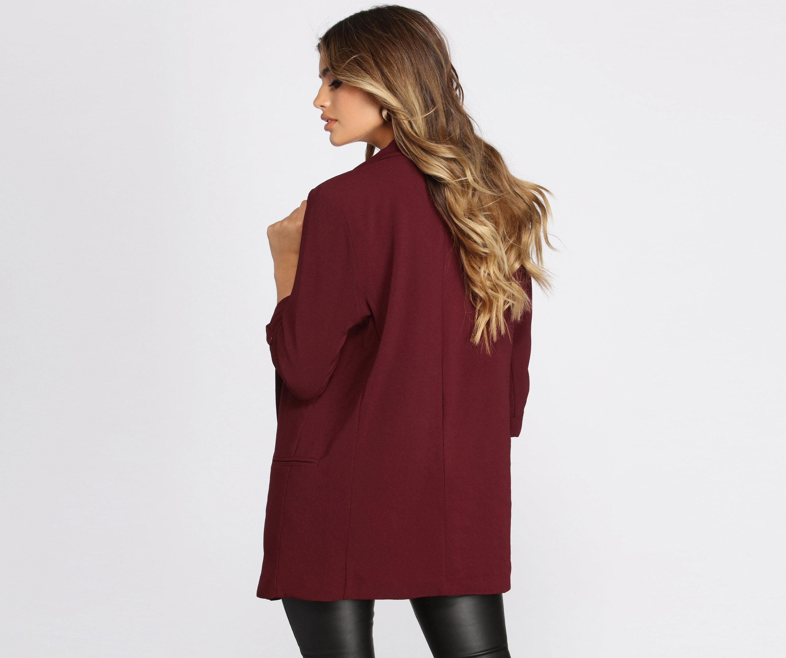 Over-Sized Woven Boyfriend Blazer - Lady Occasions