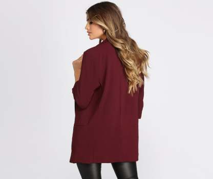 Over-Sized Woven Boyfriend Blazer - Lady Occasions