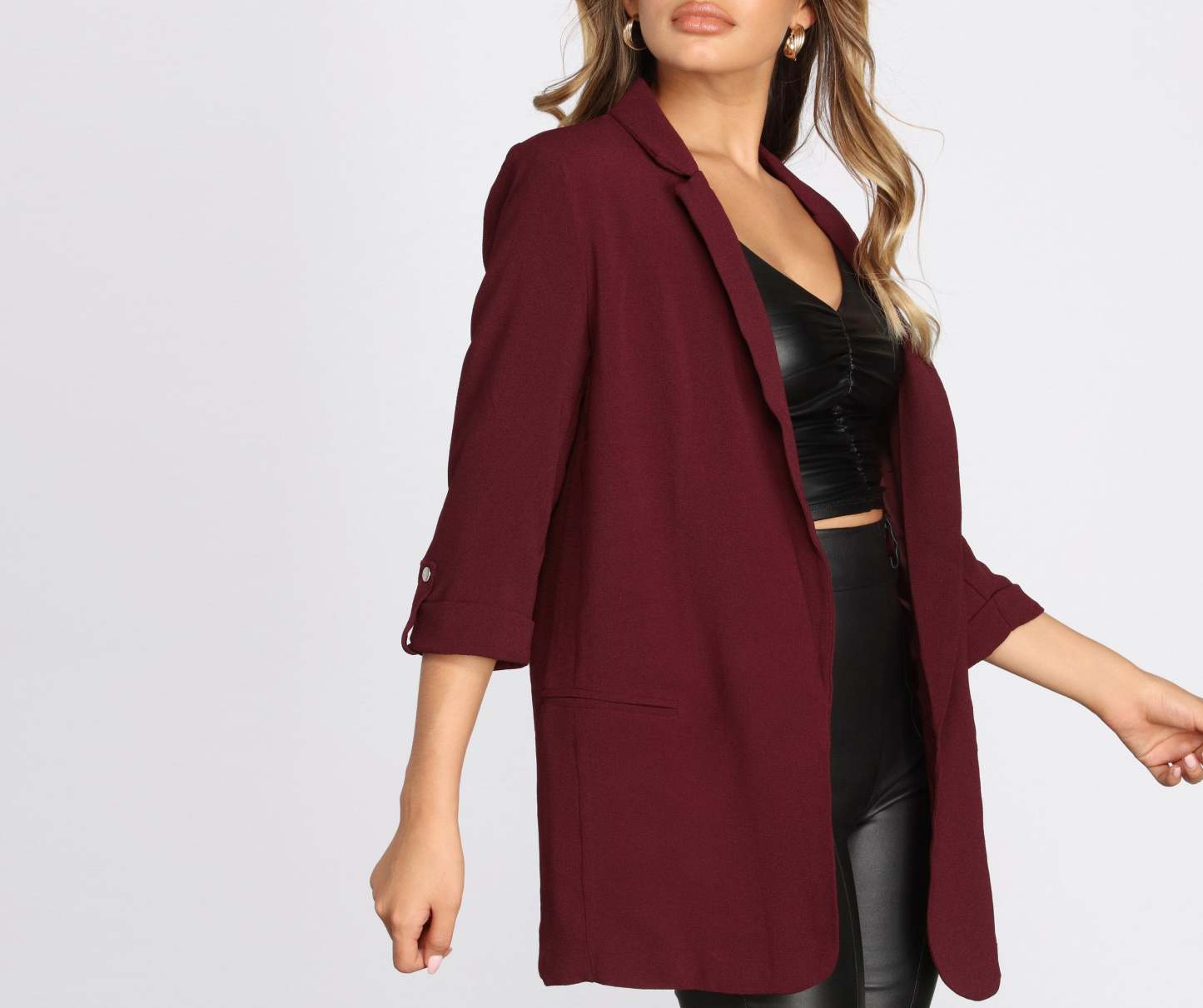 Over-Sized Woven Boyfriend Blazer - Lady Occasions