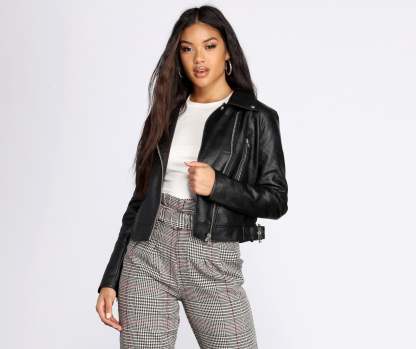 Free Bird Faux Leather Moto Jacket - Lady Occasions