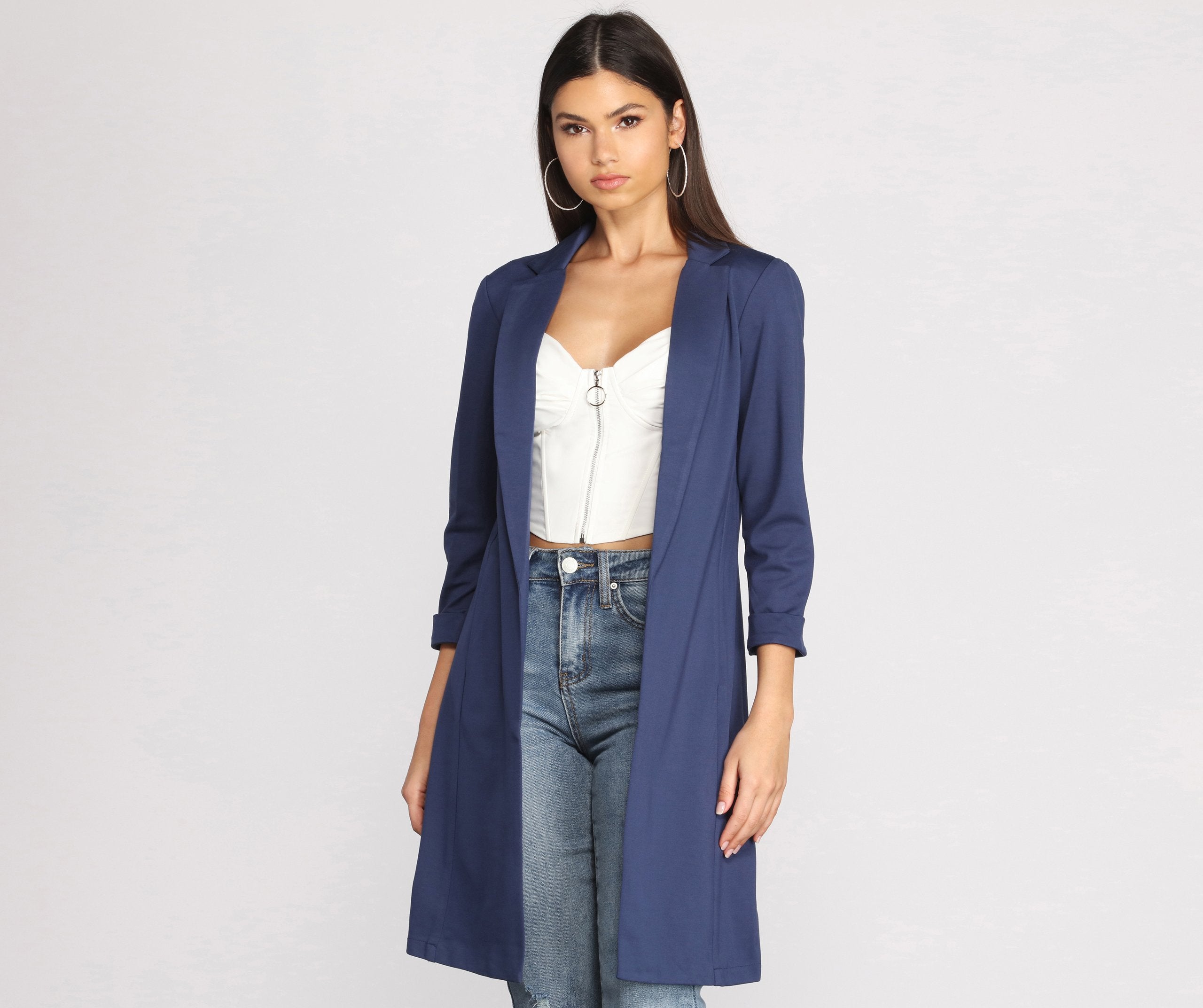 Makin' Major Moves Long Line Blazer - Lady Occasions
