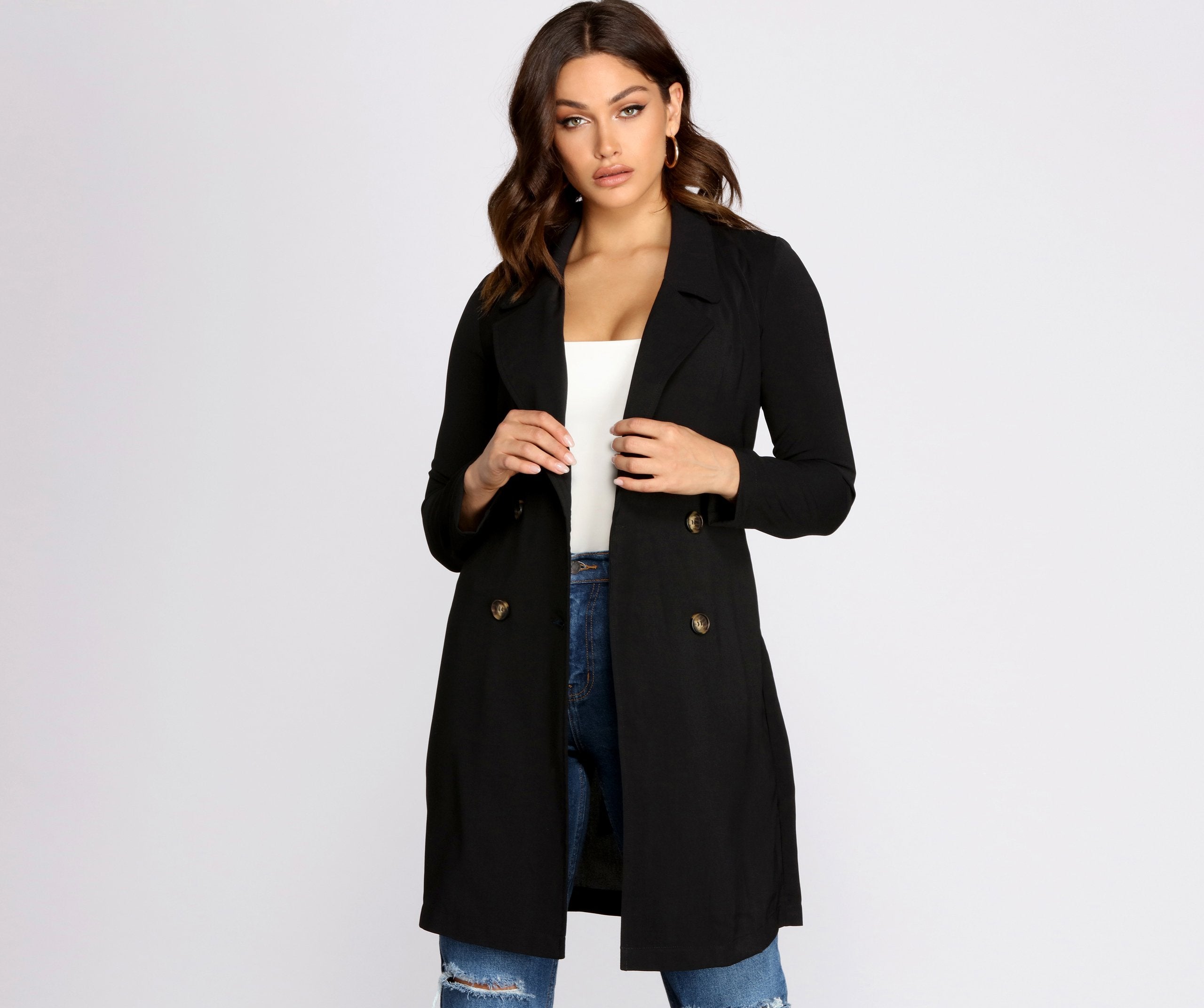 Cosmopolitan Chic Belted Trench Coat - Lady Occasions
